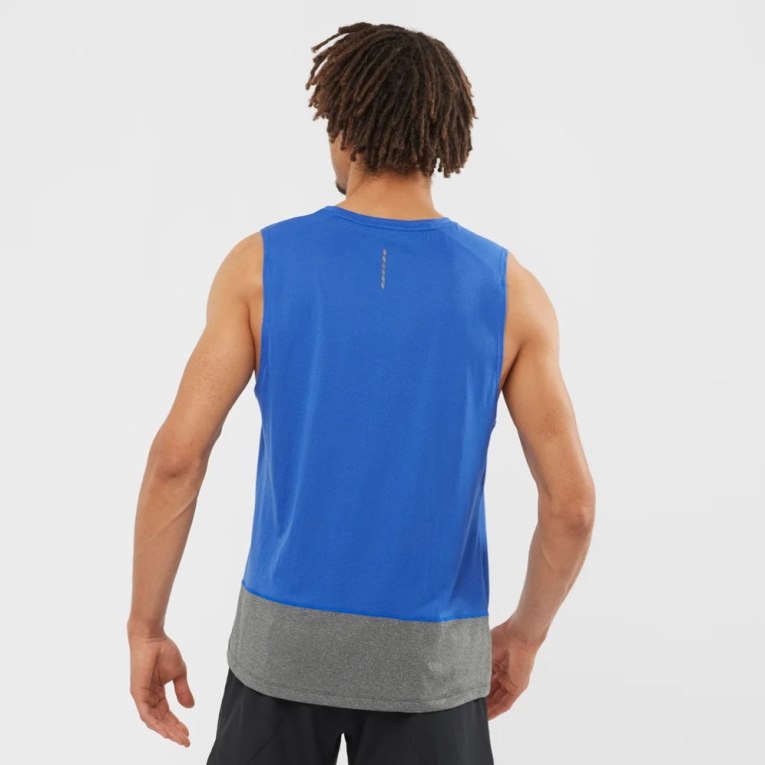 Blue / Grey Salomon Cross Run Men's Tanks | PH 20718I